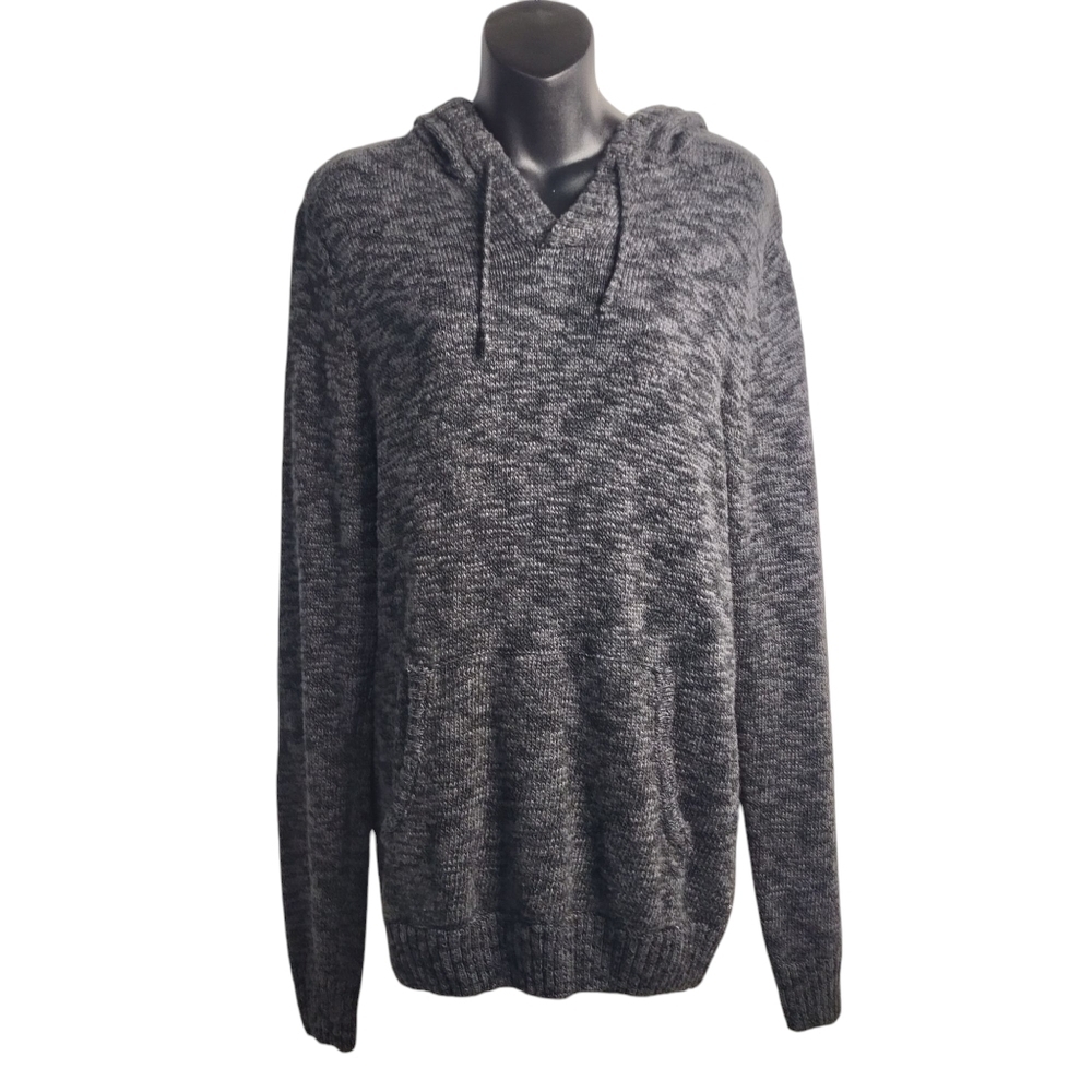 Commerce Men's Black Gray Hooded Longsleeve Sweater Size Small NWT